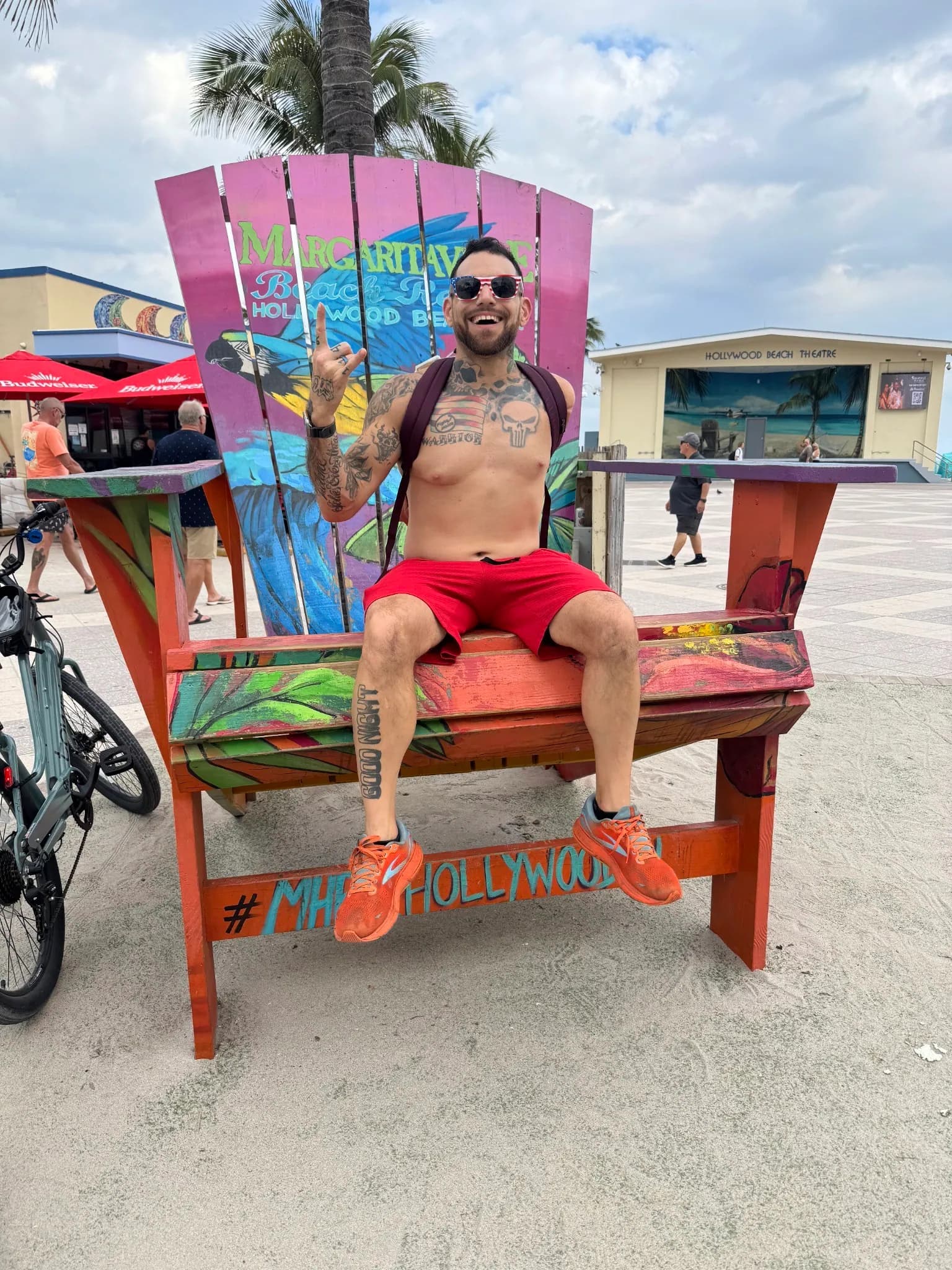 Riders enjoying the Hollywood Beach Broadwalk on e-bikes