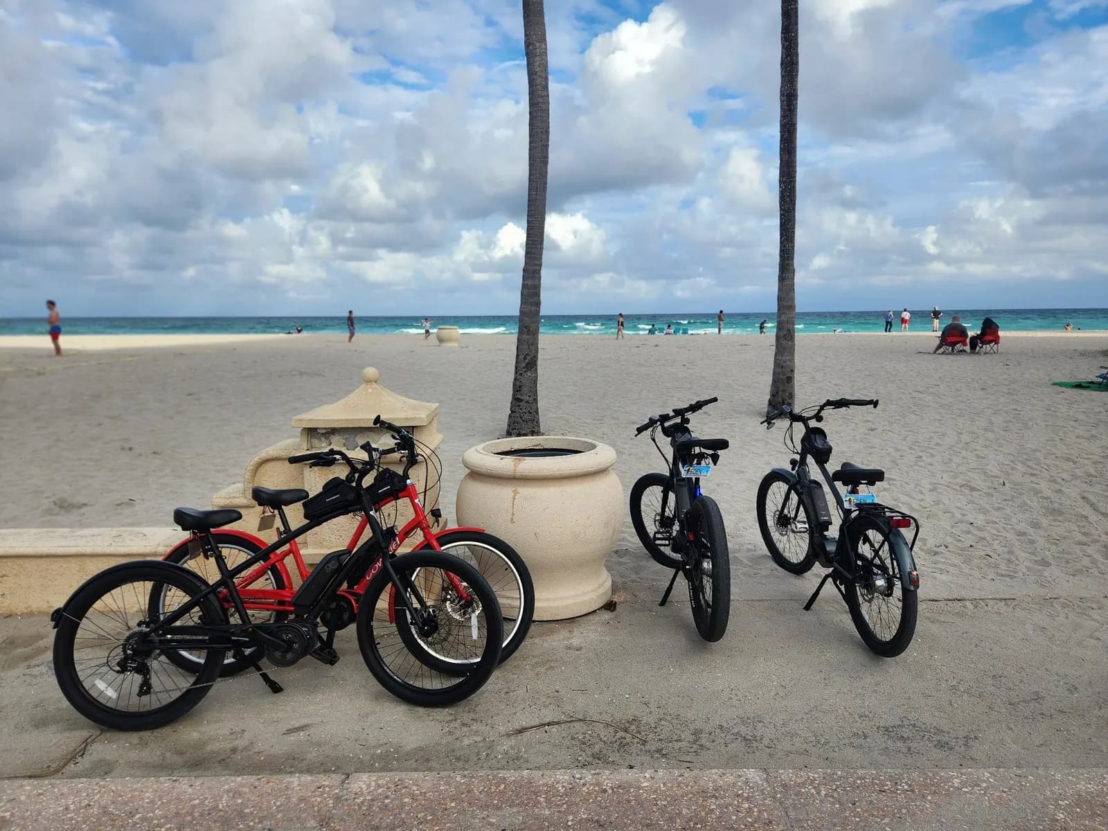 E-bike rider on Hollywood Beach boardwalk