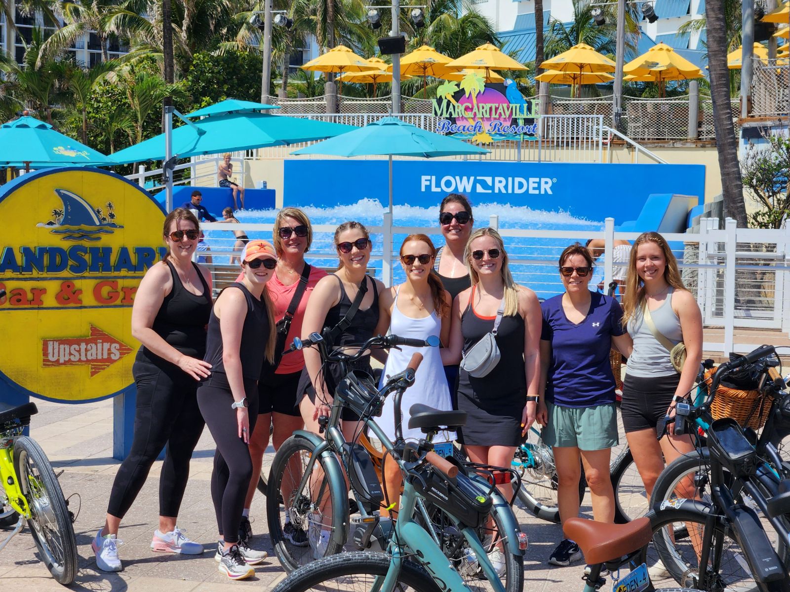 A bachelorette group tour with Back to Eden Bikes on the Hollywood Beach Broadwalk